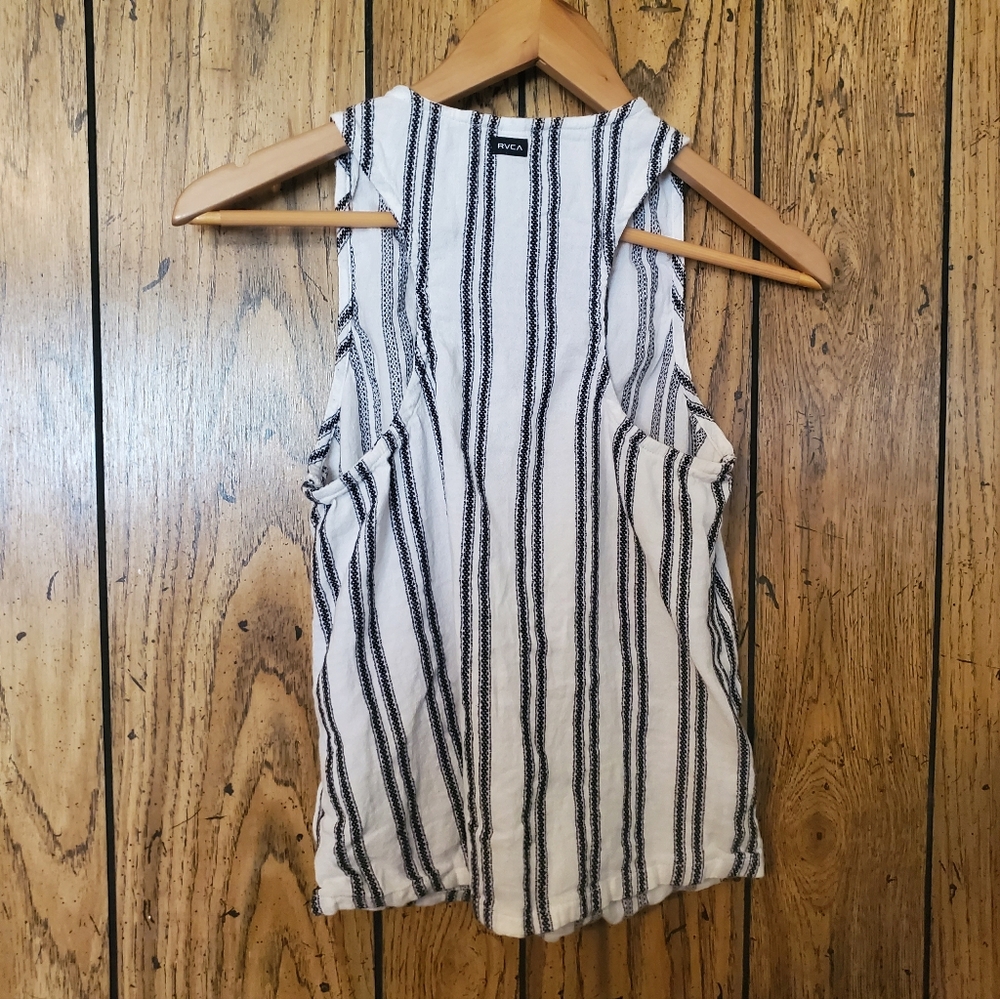 RVCA Striped Faux Wrap Sleeveless Top - Small - Picture 4 of 6